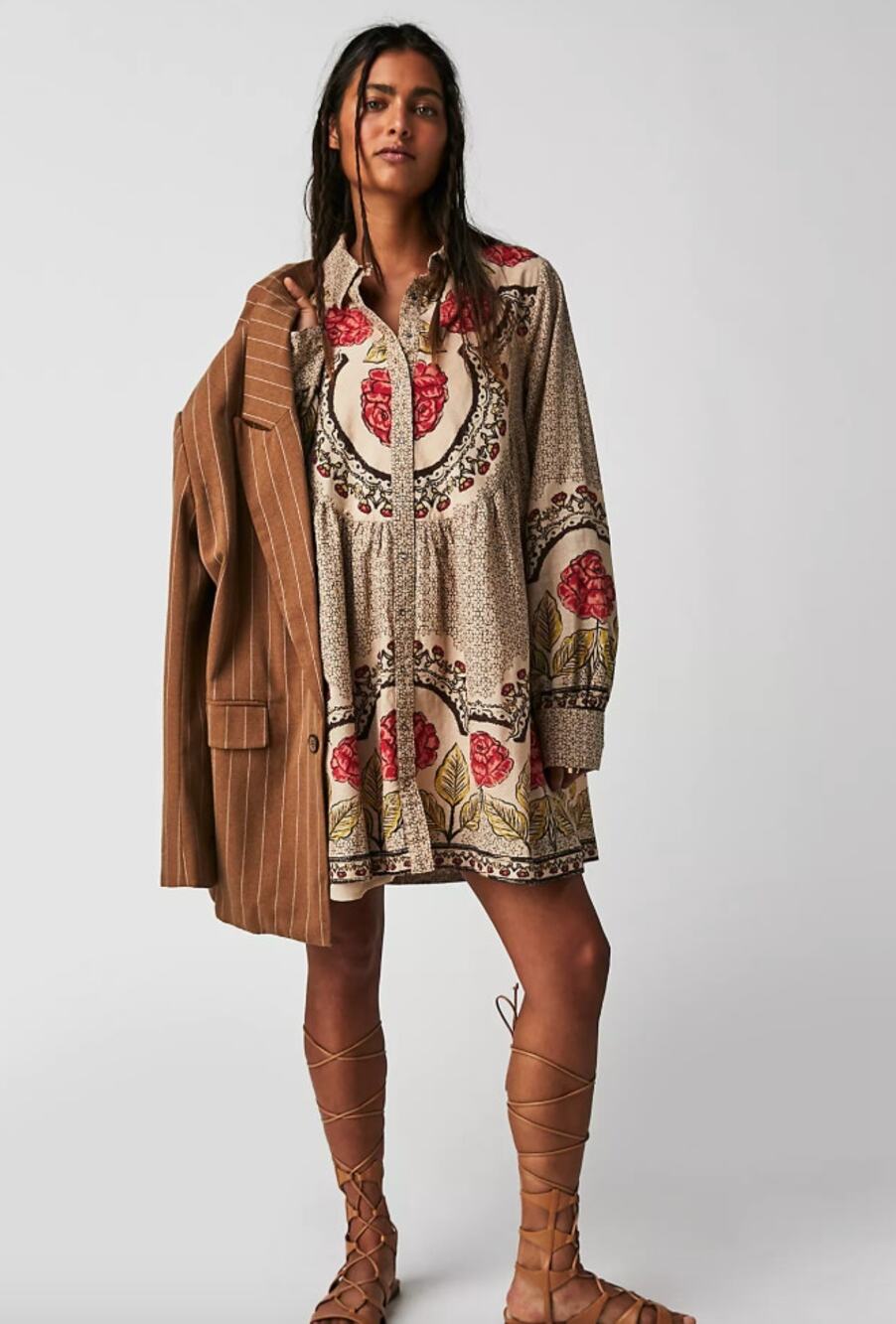 Free People Smell The Roses Mini Dress, Medium
